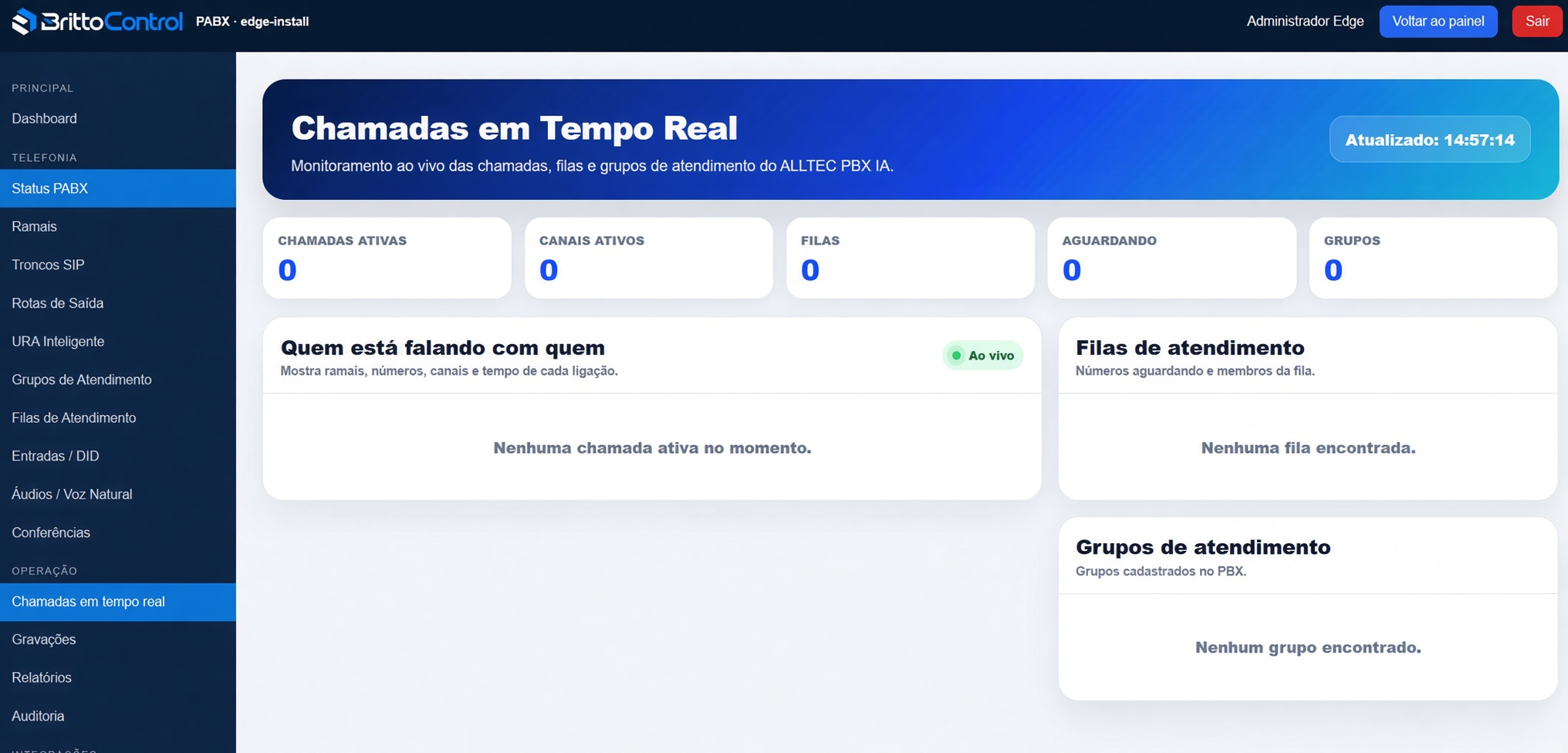 Chamadas em tempo real